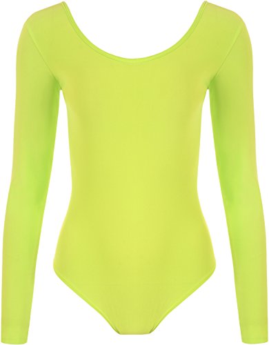 WearAll - Damen Body elastisch Langarm Bodysuit Top - Fluoreszierend Grün - 40-42 WearAll - Damen Body elastisch Langarm Bodysuit Top - Fluoreszierend Grün - 40-42 von WearAll