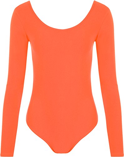 WearAll - Damen Body elastisch Langarm Bodysuit Top - Fluoreszierend Orange - 36-38 WearAll - Damen Body elastisch Langarm Bodysuit Top - Fluoreszierend Orange - 36-38 von WearAll