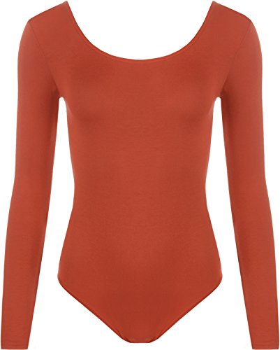 WearAll - Damen Body elastisch Langarm Bodysuit Top - Rost - 36-38 von WearAll