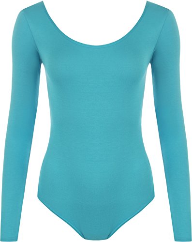 WearAll - Damen Body elastisch Langarm Bodysuit Top - Türkis - 36-38 von WearAll