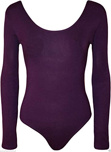 WearAll - Damen Body elastisch Langarm Bodysuit Top - Violett - 36-38 von WearAll