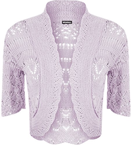 WearAll - Damen Bolero Gestrickt Kurzarm - Flieder - 40-42 von WearAll