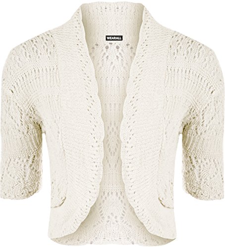 WearAll - Damen Bolero Gestrickt Kurzarm - Crème - 36-38 von WearAll