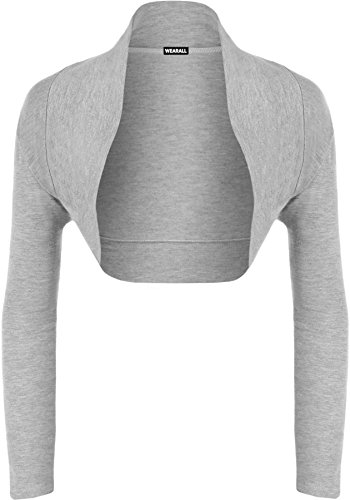 WearAll - Damen Bolero Langarm Top - Grau - 36-38 von WearAll