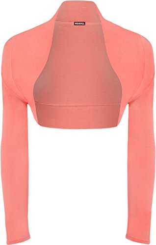 WearAll - Damen Bolero Langarm Top - Koralle - 36-38 von WearAll