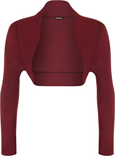 WearAll - Damen Bolero Langarm Top - Pflaume - 36-38 von WearAll