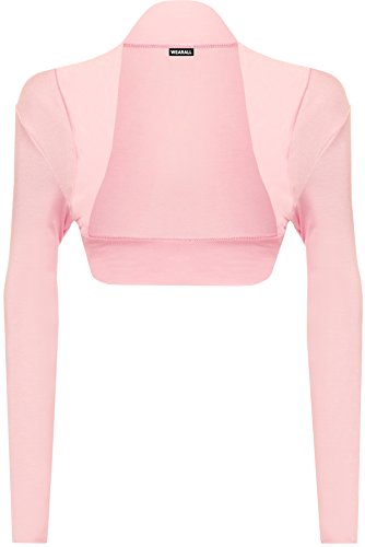 WearAll - Damen Bolero Langarm Top - Rosa - 36-38 von WearAll