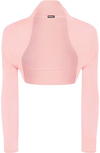 WearAll - Damen Bolero Langarm Top - Rosa - 40-42 von WearAll