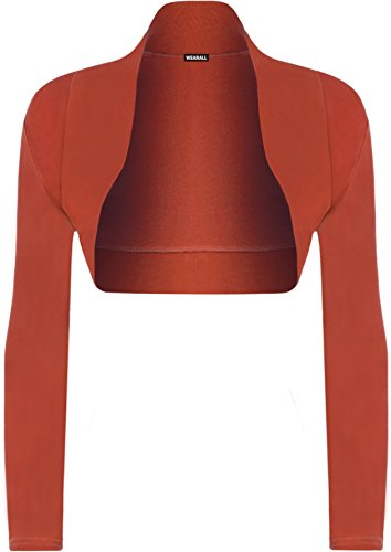 WearAll - Damen Bolero Langarm Top - Rost - 40-42 von WearAll