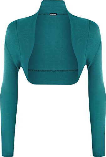 WearAll - Damen Bolero Langarm Top - Teal - 36-38 von WearAll