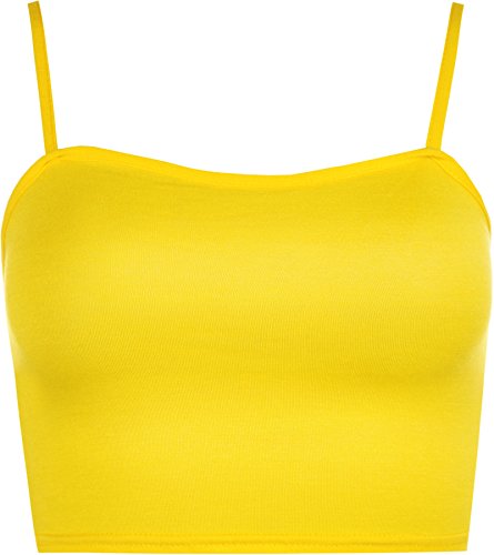 WearAll - Damen Camisole Träger Crop Bralet Vest Top - Gelb - 40-42 von WearAll