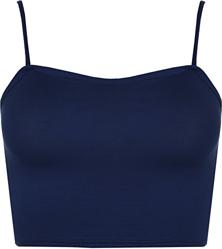 WearAll - Damen Camisole Träger Crop Bralet Vest Top - Marineblau - 36-38 von WearAll