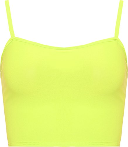 WearAll - Damen Camisole Träger Crop Bralet Vest Top - Neon Gelb - 36-38 von WearAll