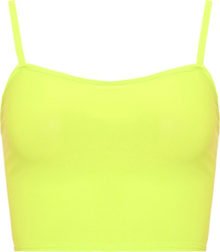 WearAll - Damen Camisole Träger Crop Bralet Vest Top - Neon Gelb - 40-42 von WearAll