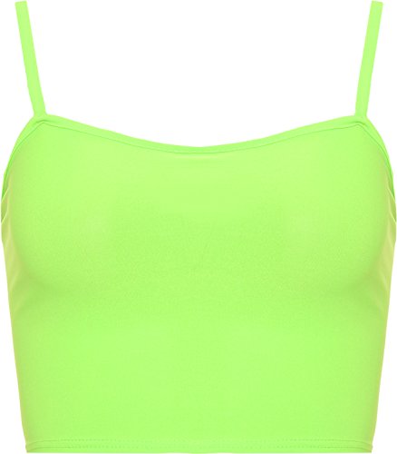 WearAll - Damen Camisole Träger Crop Bralet Vest Top - Neon Grün - 40-42 von WearAll