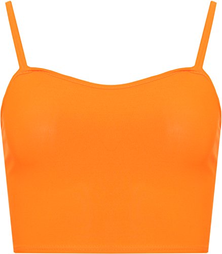 WearAll - Damen Camisole Träger Crop Bralet Vest Top - Neon Orange - 36-38 von WearAll