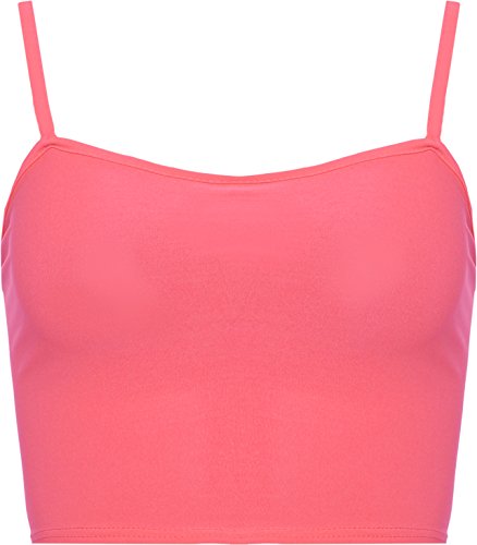 WearAll - Damen Camisole Träger Crop Bralet Vest Top - Neon Rosa - 36-38 von WearAll