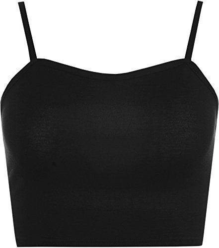 WearAll - Damen Camisole Träger Crop Bralet Vest Top - Schwarz - 36-38 von WearAll