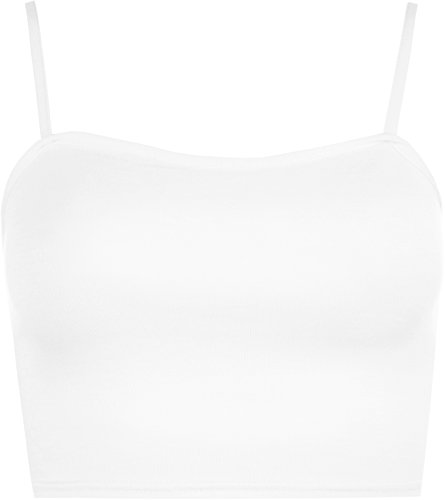 WearAll - Damen Camisole Träger Crop Bralet Vest Top - Weiß - 36-38 von WearAll