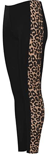 WearAll - Damen Druck Seite Streifen Hoch Taille Leggings Damen Tier Nass Aussehen Schottenkaro - Braun Leopard - 40-42 von WearAll