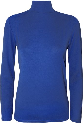 WearAll - Damen Einfarbig Rollkragen Langarm Jersey Top - Königsblau - 40-42 von WearAll
