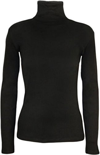 WearAll - Damen Einfarbig Rollkragen Langarm Jersey Top - Schwarz - 40-42 von WearAll