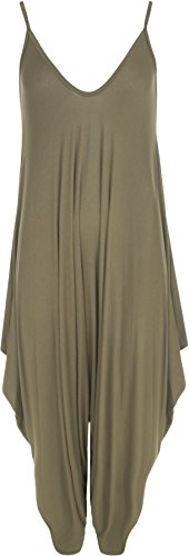 WearAll - Damen Lagenlook Strappy Ausgebeult Harem Jumpsuit Kleid Top Playsuit - Grün - 44-46 von WearAll