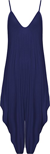 WearAll - Damen Lagenlook Strappy Ausgebeult Harem Jumpsuit Kleid Top Playsuit - Marineblau - 40-42 von WearAll