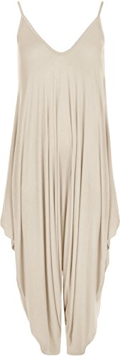 WearAll - Damen Lagenlook Strappy Ausgebeult Harem Jumpsuit Kleid Top Playsuit - Stein - 40-42 von WearAll