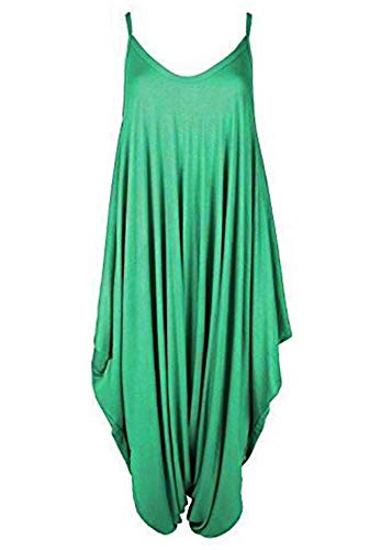 WearAll Lagenlook Harem Overall für Damen, mit Spaghettiträgern, Kleid, Hemd und Hose, Strampelanzug, 34–44, jade, 44/46 DE von WearAll