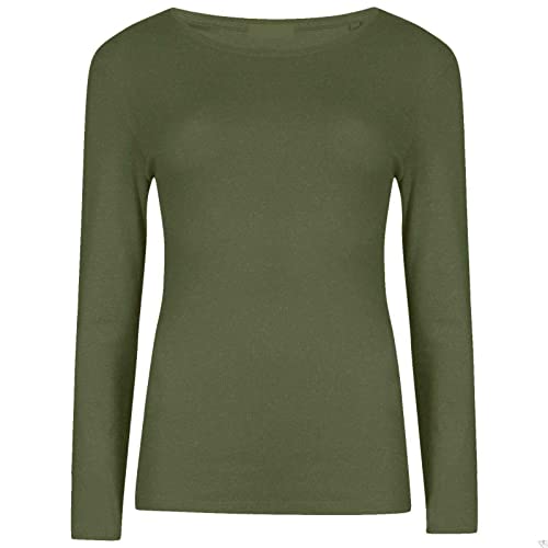 WearAll Damen Langarm-T-Shirt, Gr. 34-40, Khaki, XX-Large Plus von WearAll