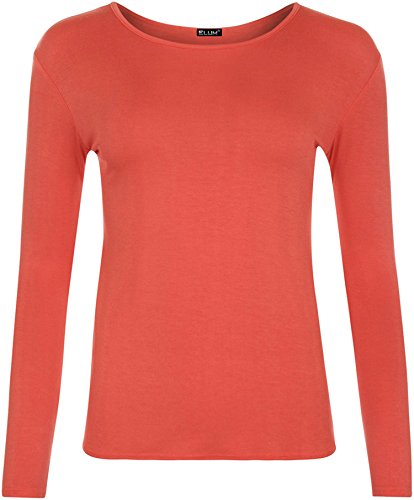 WearAll Damen Langarm-T-Shirt, Größe 34-40, korallenrot, XX-Large Plus von WearAll