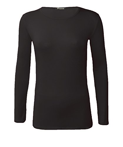 WearAll Damen Langarm T-Shirt Top Damen Größe 36-40, Farbe: Schwarz., 34-36 von WearAll