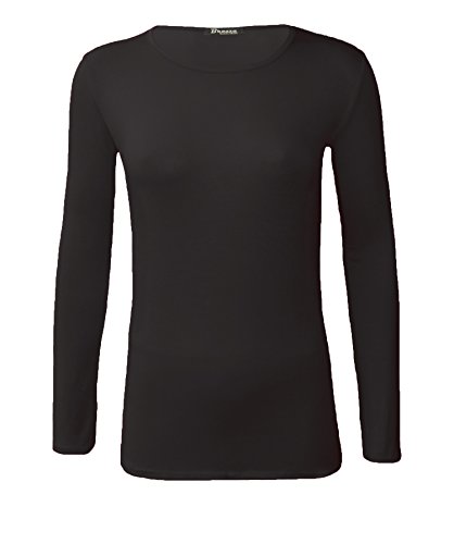 WearAll Damen Langarm T-Shirt Top Damen Größe 36-40, Farbe: Schwarz., 46/48/Mehr von WearAll