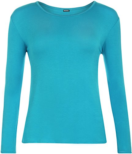 WearAll Damen Langarm T-Shirt Top Damen Größe 36-40, Türkis, 3XL von WearAll