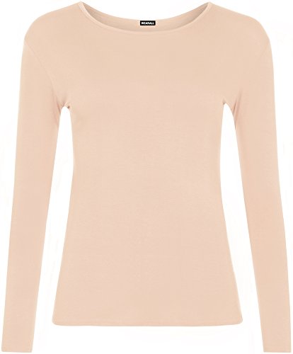 WearAll Damen Langarm T-Shirt Top Damen Größe 36-40, pfirsich, XX-Large Plus von WearAll