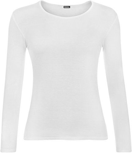 WearAll Damen Langarm T-Shirt Top Damen Größe 36-40, weiß, 3XL von WearAll