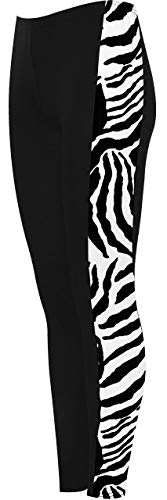 WearAll Damen-Leggings mit seitlichem Streifen, hohe Taille, Wet-Look, Tartan, Größe 36-46, zebra, 46/48 Große Größen von WearAll