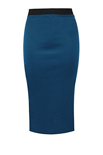 WearAll Damen Midi-Rock in Übergröße, einfarbig, figurbetont, Stretch, für Büro, Größe 42-54, blaugrün, 50/52/Große Größen von WearAll