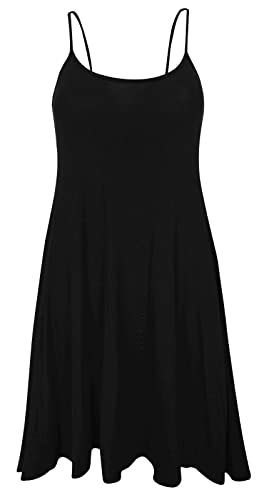 WearAll Damen-Minikleid mit Trägern, Übergröße, bedruckt, ärmellos, Größe 44-54, schwarz, 42/44/Große Größen von WearAll