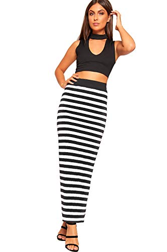 WearAll - Damen Multi Druck Elastische Hoch Taille Strecke Maxi Lang Rock Damen Neu - Horizontaler Streifen - 36-38 WearAll - Damen Multi Druck Elastische Hoch Taille Strecke Maxi Lang Rock Damen Neu - Horizontaler Streifen - 36-38 von WearAll