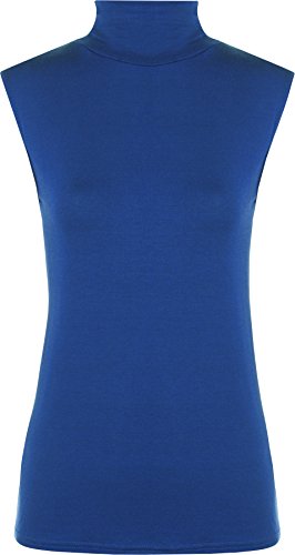 WearAll Damen-Oberteil mit Rollkragen, ärmellos, Übergröße, Größen 42-48, blau, 34-36 von WearAll