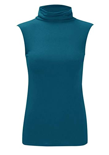 WearAll Damen-Oberteil mit Rollkragen, ärmellos, Übergröße, Größen 42-48, blaugrün, 46-48 von WearAll