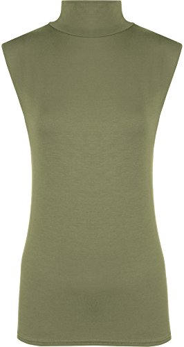 WearAll Damen Top mit Rollkragen, ärmellos, Übergröße, Größen 44-50, khaki, 38-40 von WearAll