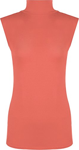 WearAll Damen-Oberteil mit Rollkragen, ärmellos, Übergröße, Größen 42-48, korallenrot, 38-40 von WearAll