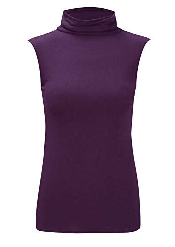 WearAll Damen-Oberteil mit Rollkragen, ärmellos, Übergröße, Größen 42-48, violett, 46-48 von WearAll