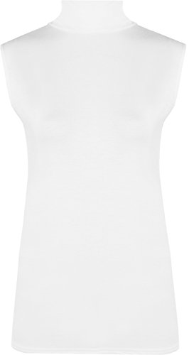 WearAll Damen-Oberteil mit Rollkragen, ärmellos, Übergröße, Größen 42-48, weiß, 34-36 von WearAll