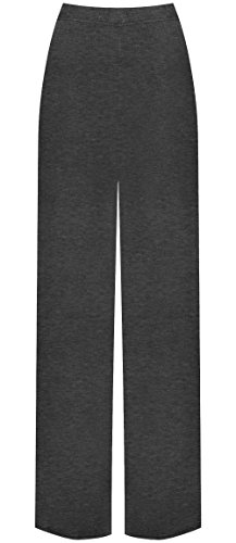 WearAll Damen Palazzo Hose mit weitem Bein, ausgestellt, elastisch, Stretch, Übergröße, einfarbig, Größe 34-54, dunkelgrau, 38-40 von WearAll