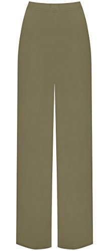 WearAll Damen Palazzo Hose mit weitem Bein, ausgestellt, elastisch, Stretch, Übergröße, einfarbig, Größe 34-54, mokka, 42-44 Große Größen von WearAll