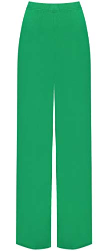 WearAll Damen Palazzo-Hose mit weitem Bein, ausgestellt, elastisch, Übergröße, einfarbig, Größe 36-52, jade, 46/48 Große Größen von WearAll